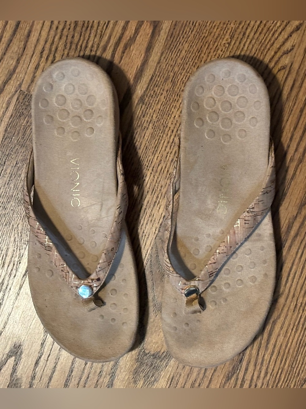 Vionic Mona Tan Cork Orthotic Flip Flop Sandals Size 10 US/EU 42